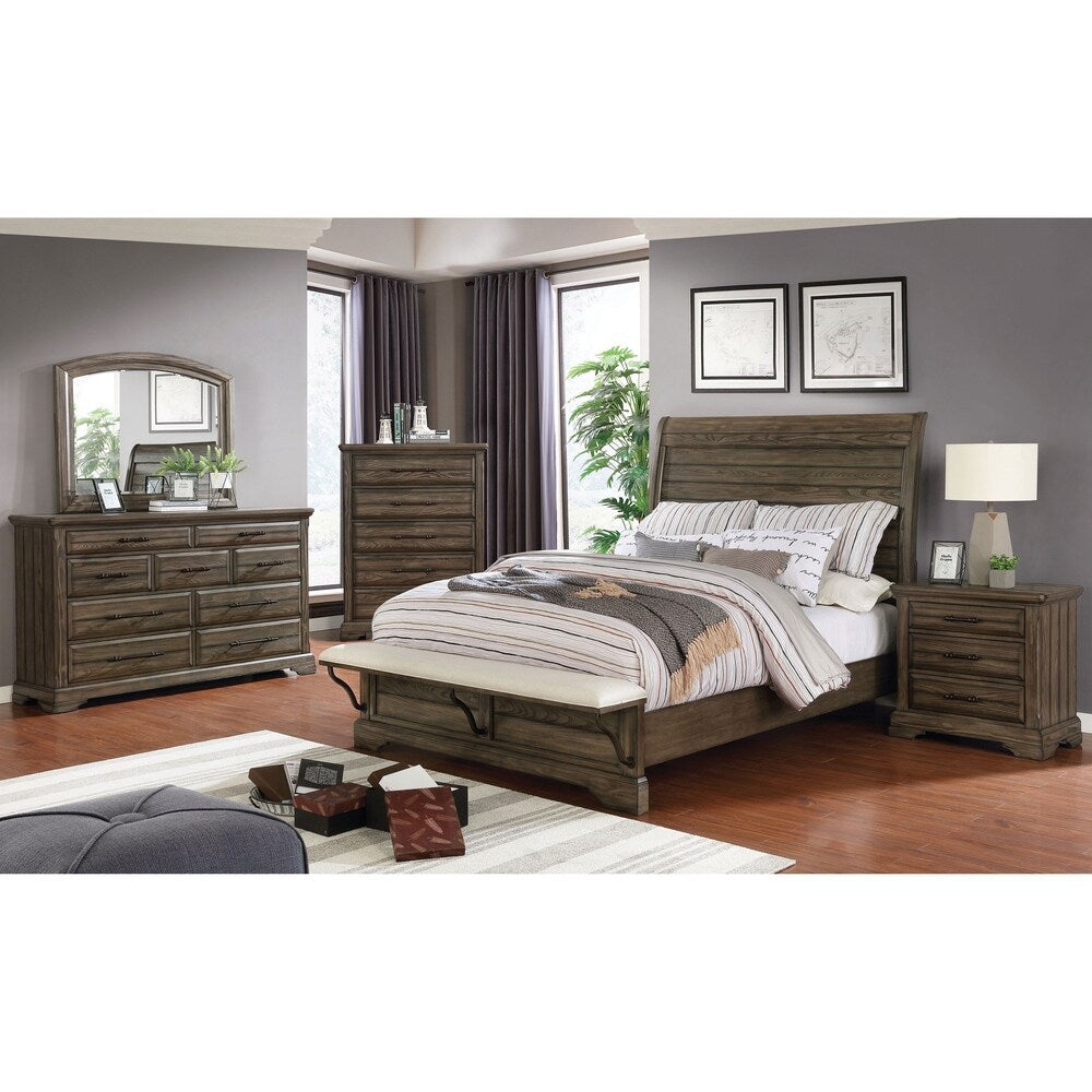 Furniture of America Kete Walnut 2-piece Nightstand and Dresser Set