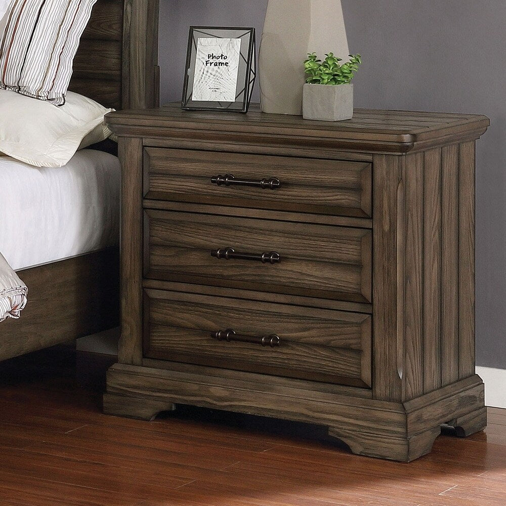 Furniture of America Kete Walnut 2-piece Nightstand and Dresser Set