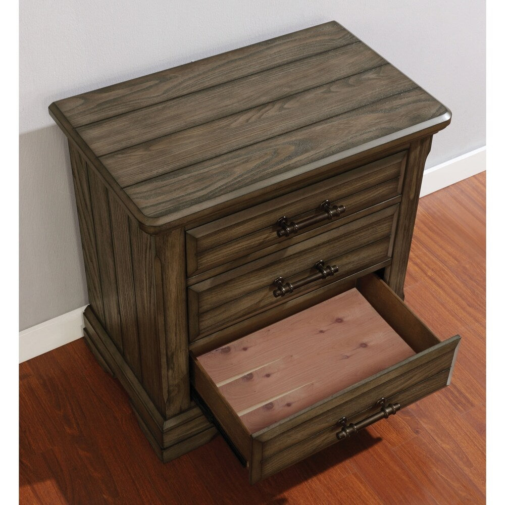 Furniture of America Kete Walnut 2-piece Nightstand and Dresser Set