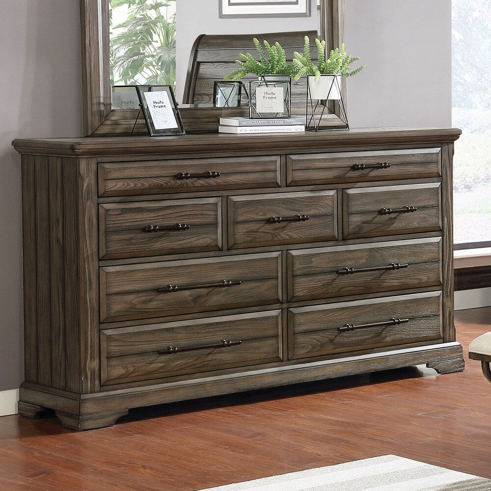 Furniture of America Kete Walnut 2-piece Nightstand and Dresser Set