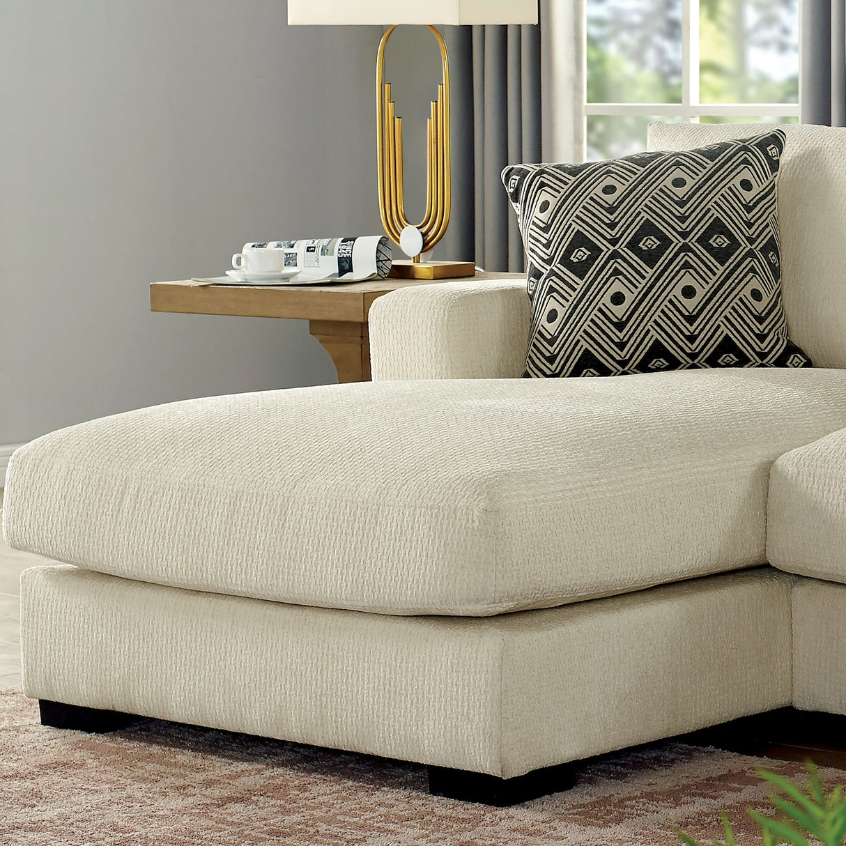 Kintra Contemporary Chenille Upholstered Large L-Shaped Sectional by Furniture of America