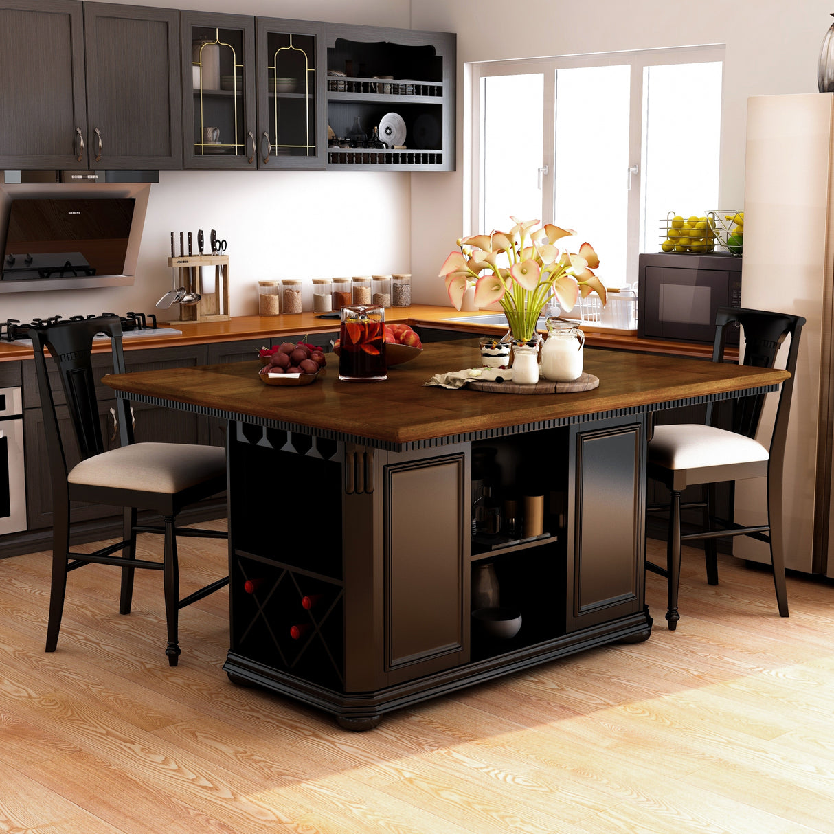 Furniture of America Kis Traditional 3-piece Kitchen Island Set