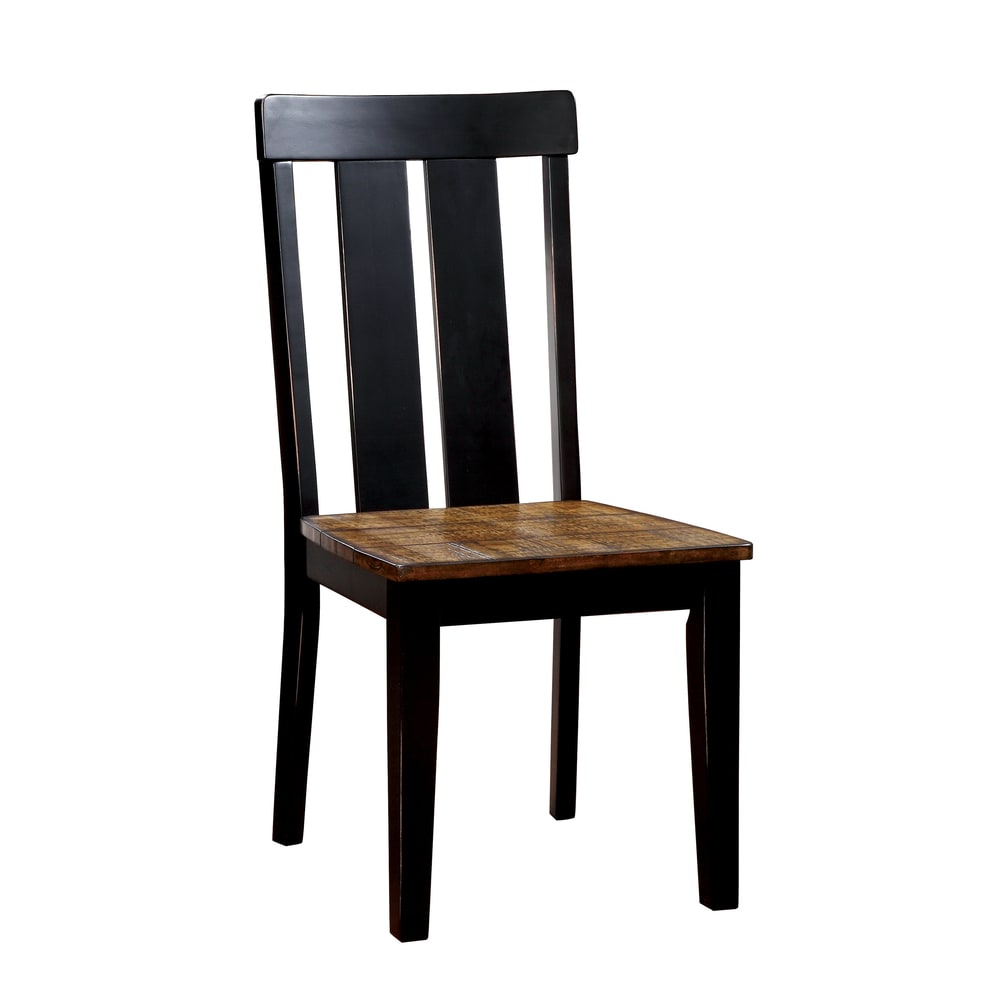 Lara Farmhouse Slatted Black Wood Dining Chairs (Set of 2) by Furniture of America