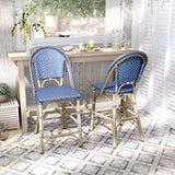 Lidia French 24-inch PE Wicker Counter-Height Chairs (Set of 2) by Furniture of America - Set of 2