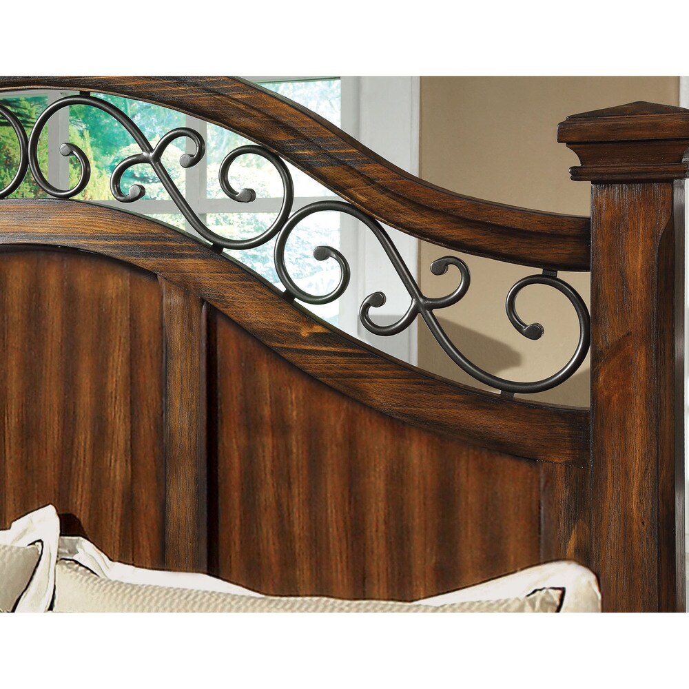 Furniture of America Locklore 3-Piece Antique Dark Oak Bed Set