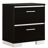Lofa Modern Glossy Black Wood 2-Drawer Nightstand with USB Ports by Furniture of America