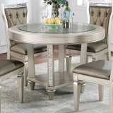 Medlee Glam Grey Faux Leather 5-Piece Round Dining Table Set by Furniture of America