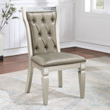 Medlee Glam Grey Faux Leather 5-Piece Round Dining Table Set by Furniture of America