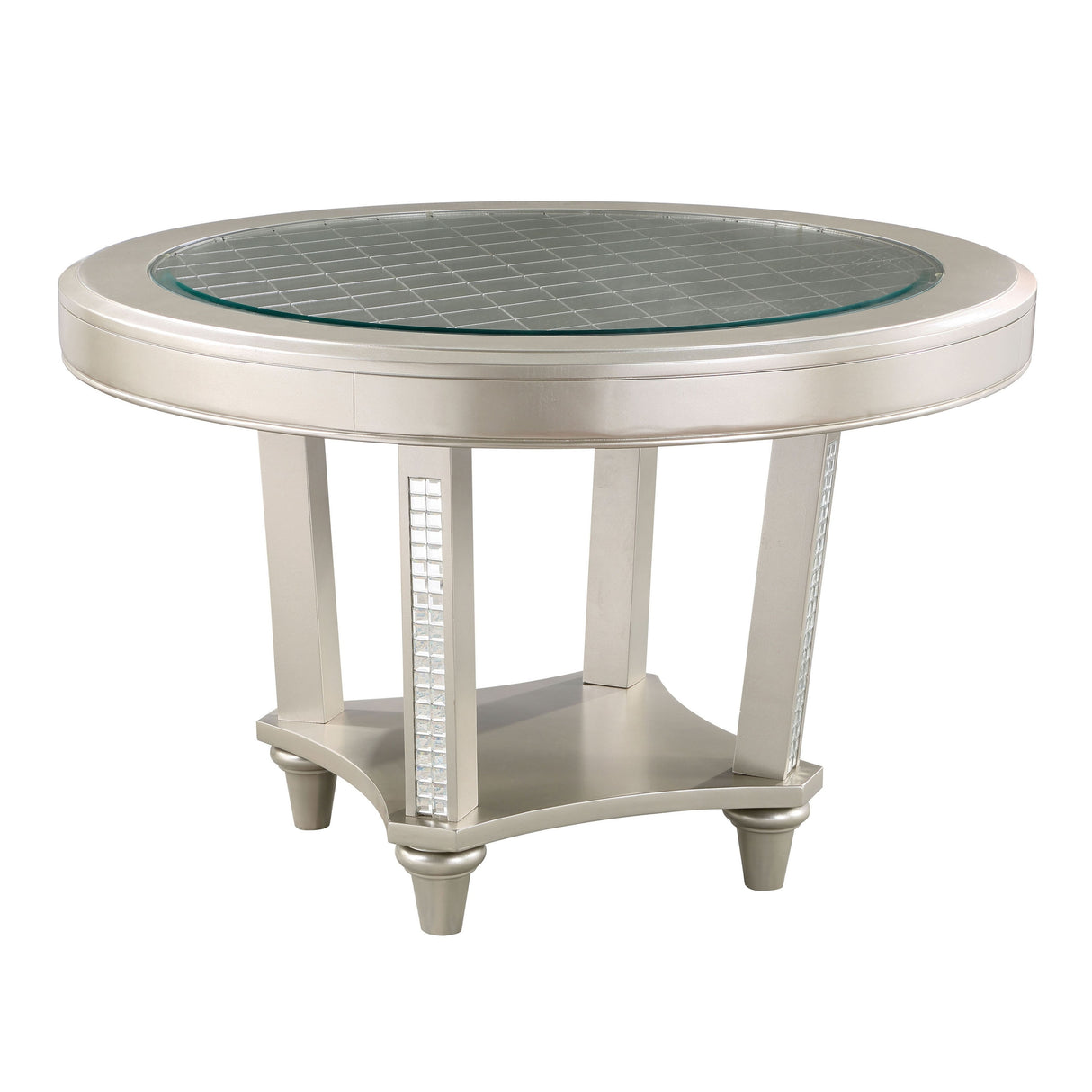 Medlee Glam Grey Faux Leather 5-Piece Round Dining Table Set by Furniture of America