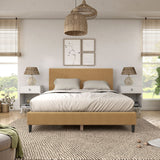 Furniture of America Modern Queen Size Corduroy Washable Bed Slipcover, Bed Headboard & Frame Cover Only