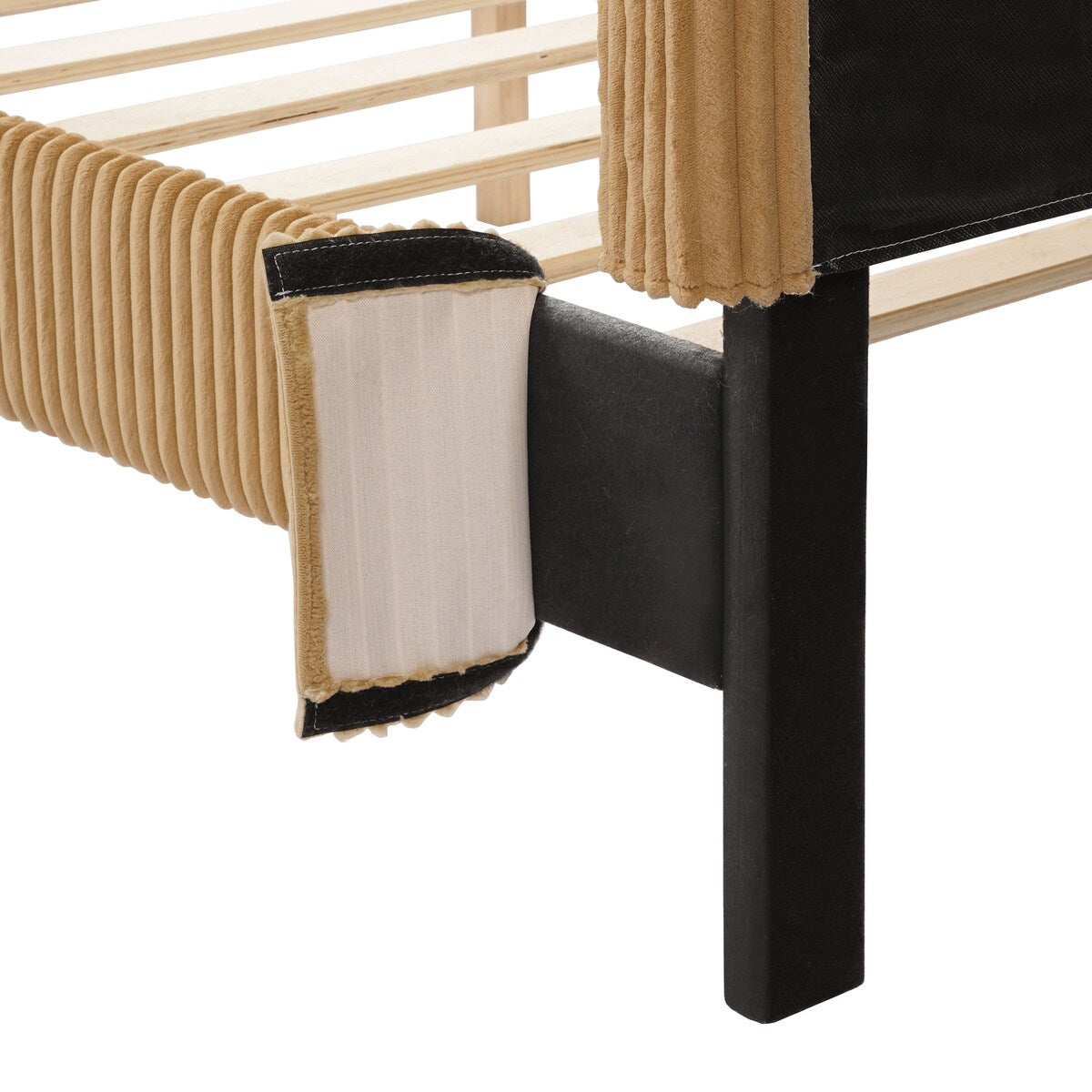 Furniture of America Modern Queen Size Corduroy Washable Bed Slipcover, Bed Headboard & Frame Cover Only