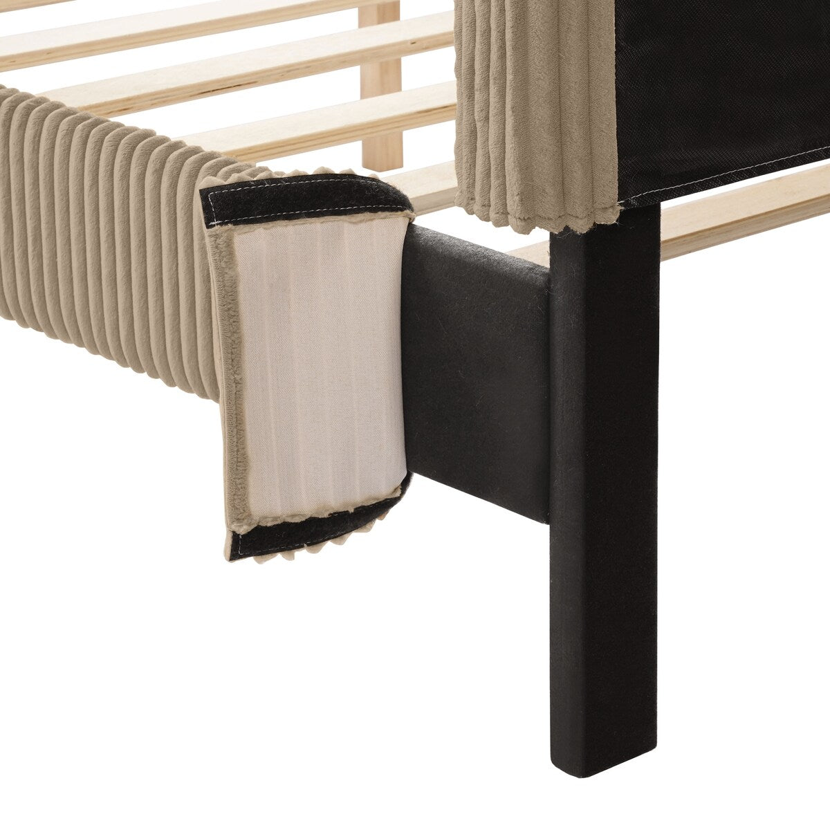 Furniture of America Modern Queen Size Corduroy Washable Bed Slipcover, Bed Headboard & Frame Cover Only