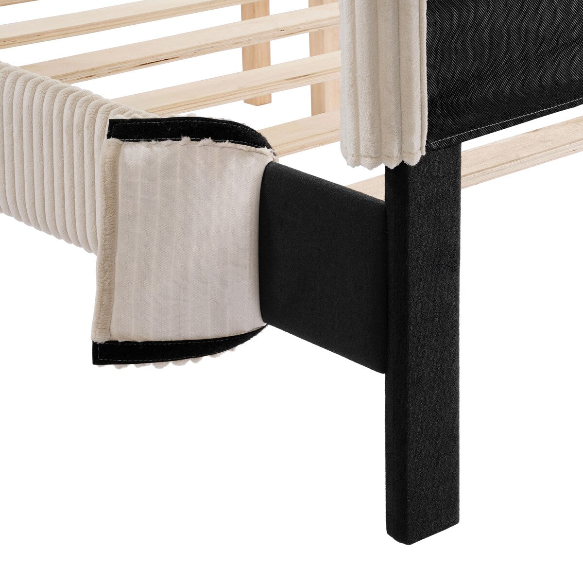 Furniture of America Modern Queen Size Corduroy Washable Bed Slipcover, Bed Headboard & Frame Cover Only