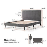 Furniture of America Modern Queen Size Corduroy Washable Bed Slipcover, Bed Headboard & Frame Cover Only