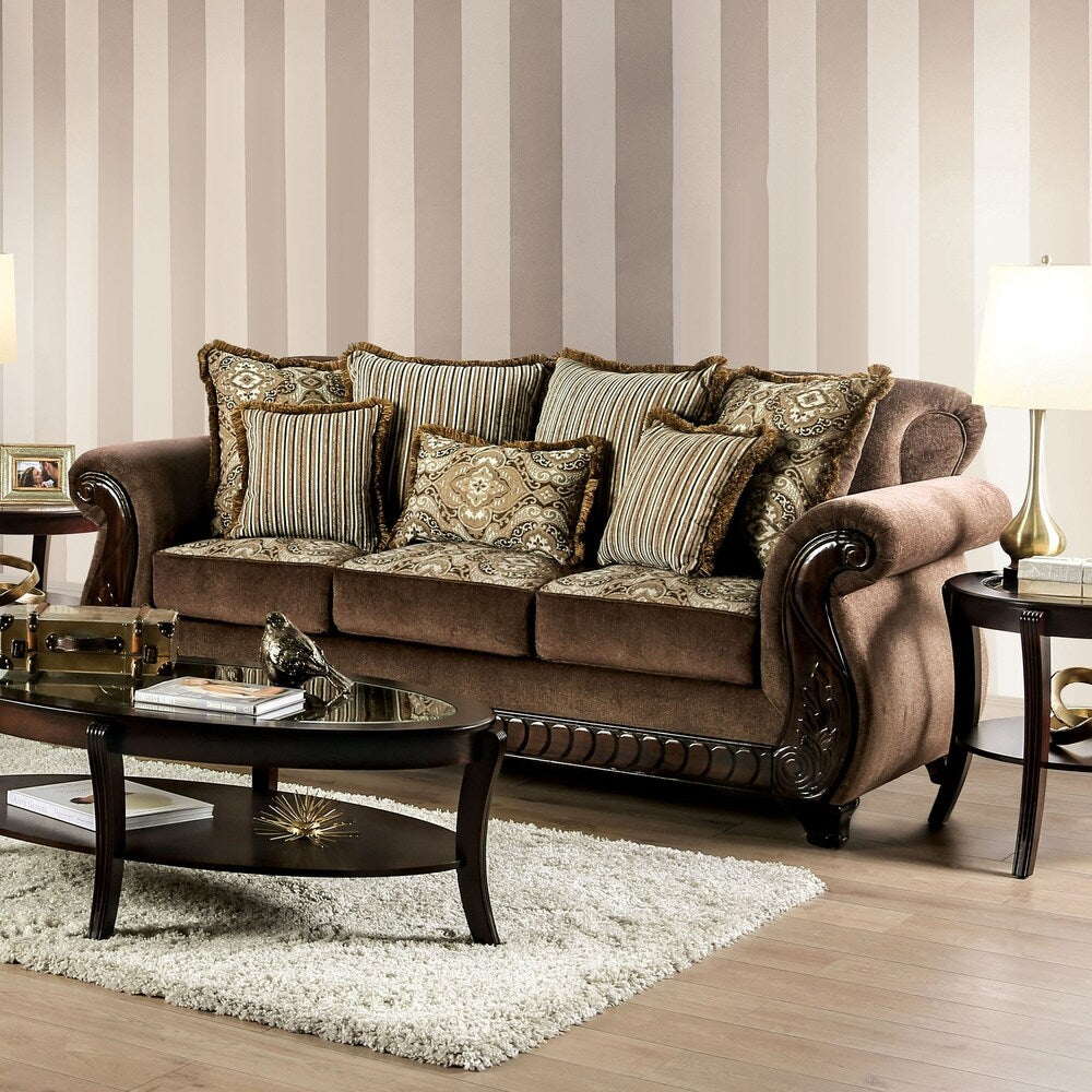 Furniture of America Nillie Traditional Wood Sofa