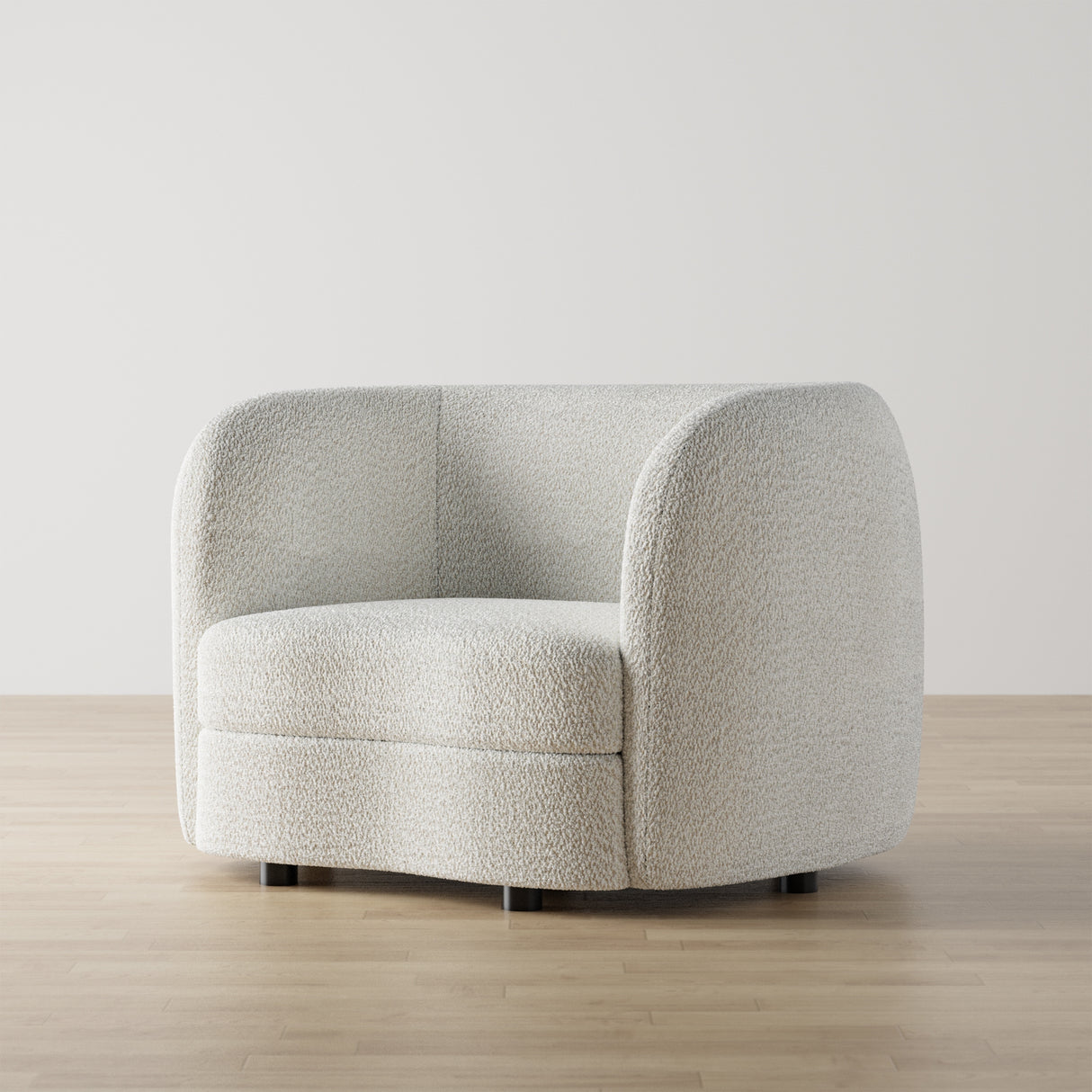 Furniture of America Ophelia Modern Curved Arms Boucle Accent Chair with Kidney Style Seat and Round Wooden Legs