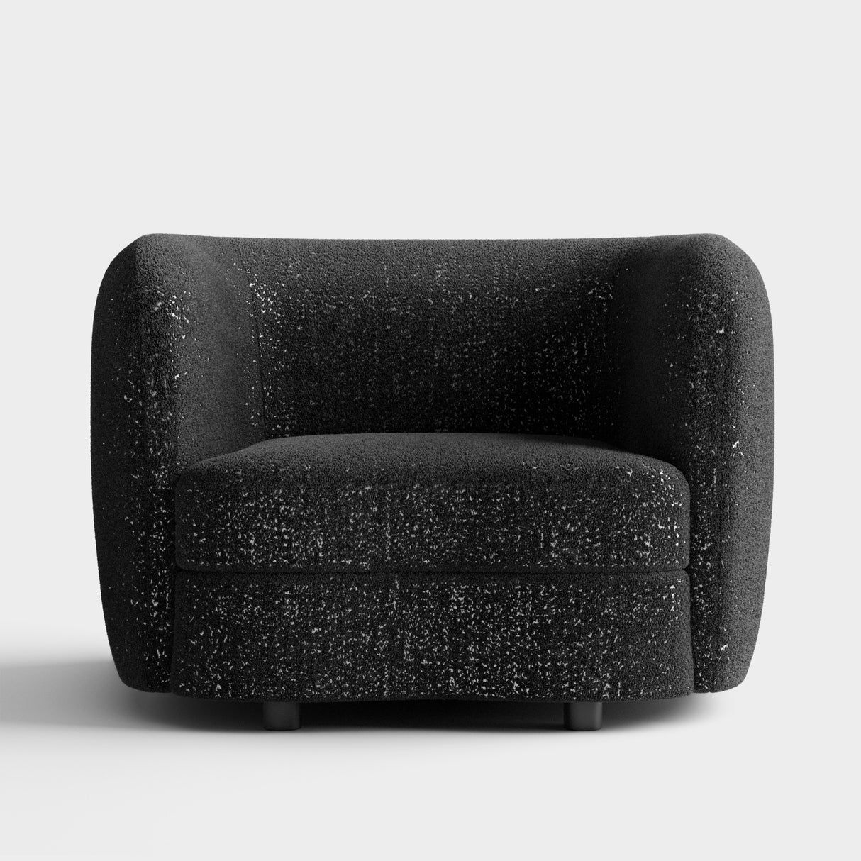 Furniture of America Ophelia Modern Curved Arms Boucle Accent Chair with Kidney Style Seat and Round Wooden Legs