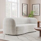 Furniture of America Ophelia Modern Curved Arms Boucle Sofa Couch with Kidney Style Seat and Round Wooden Legs