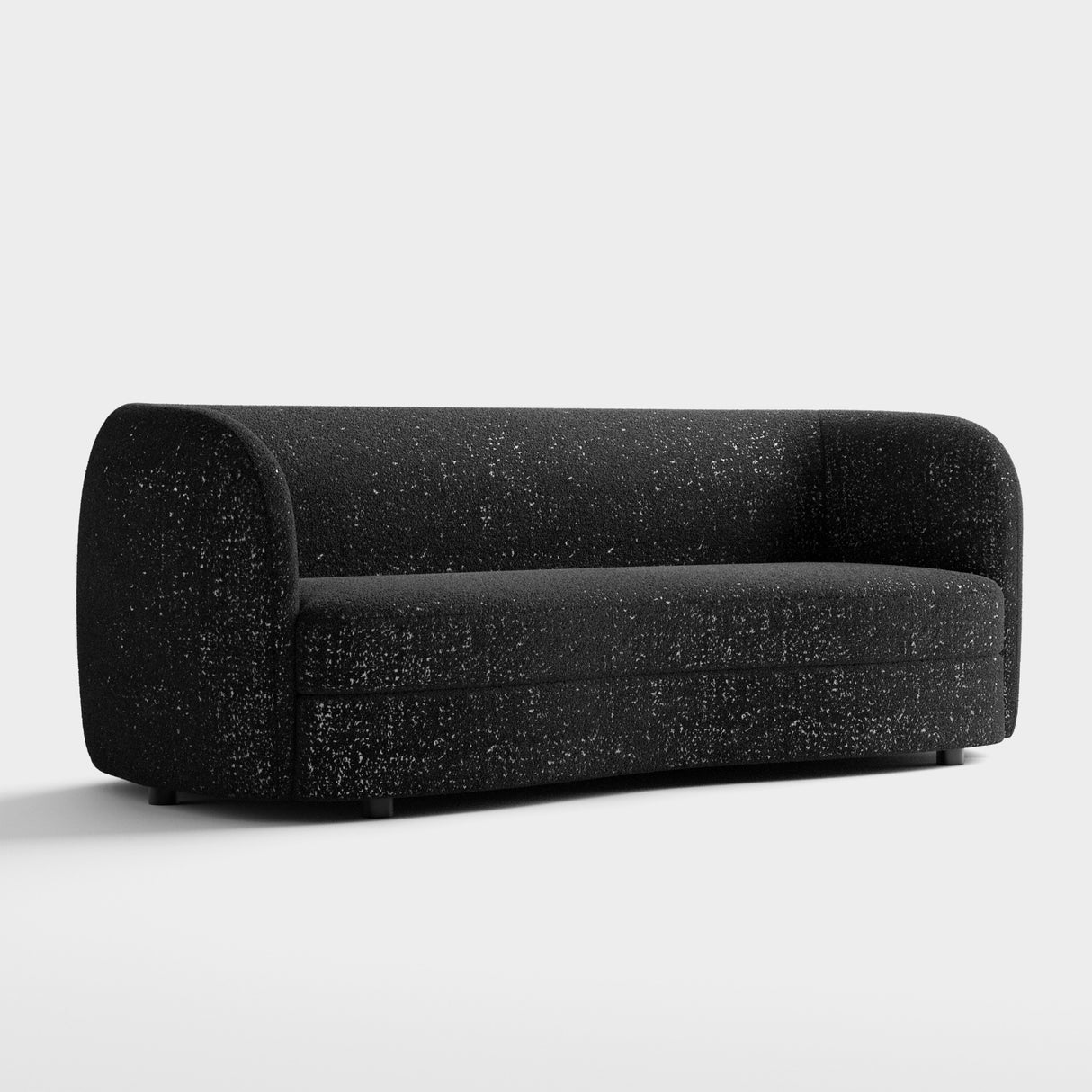 Furniture of America Ophelia Modern Curved Arms Boucle Sofa Couch with Kidney Style Seat and Round Wooden Legs