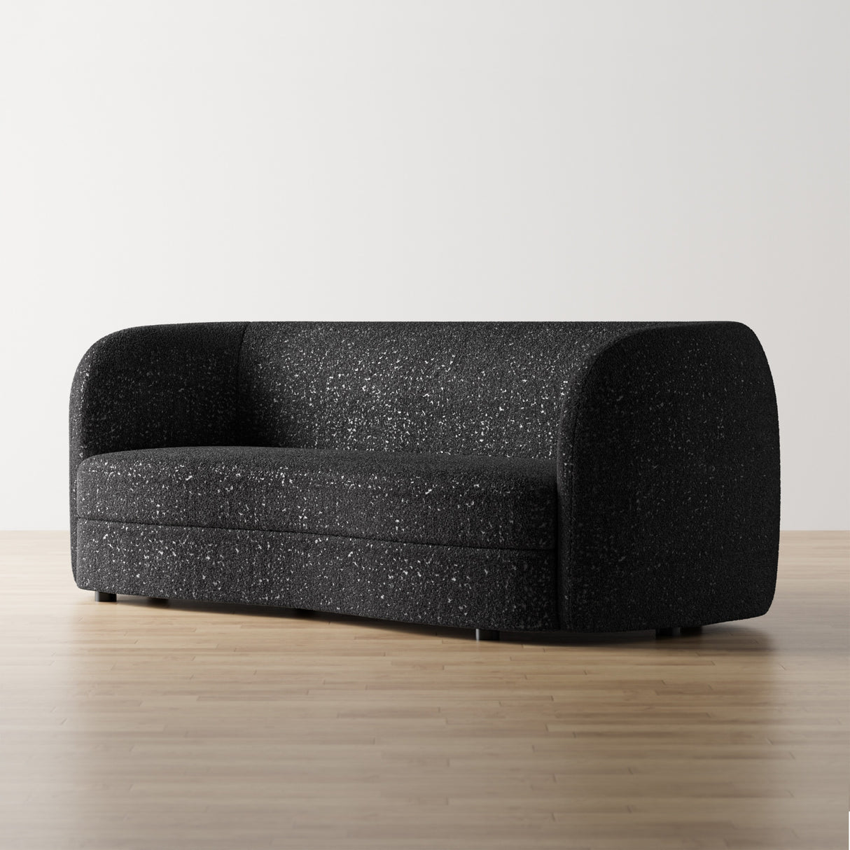 Furniture of America Ophelia Modern Curved Arms Boucle Sofa Couch with Kidney Style Seat and Round Wooden Legs