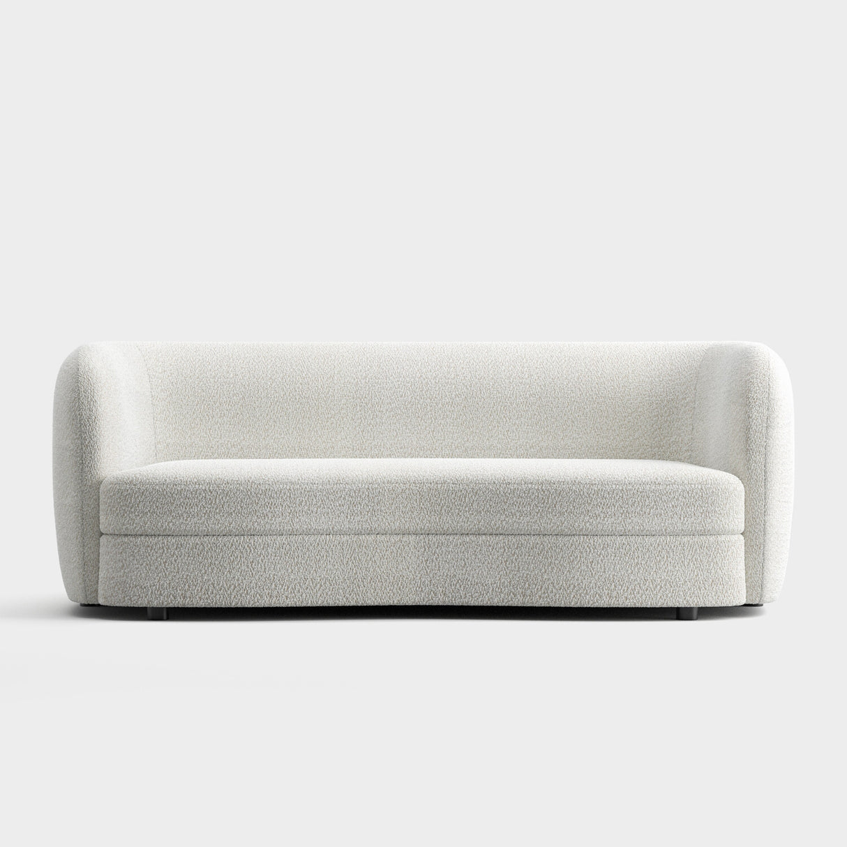 Furniture of America Ophelia Modern Curved Arms Boucle Sofa Couch with Kidney Style Seat and Round Wooden Legs