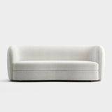 Furniture of America Ophelia Modern Curved Arms Boucle Sofa Couch with Kidney Style Seat and Round Wooden Legs