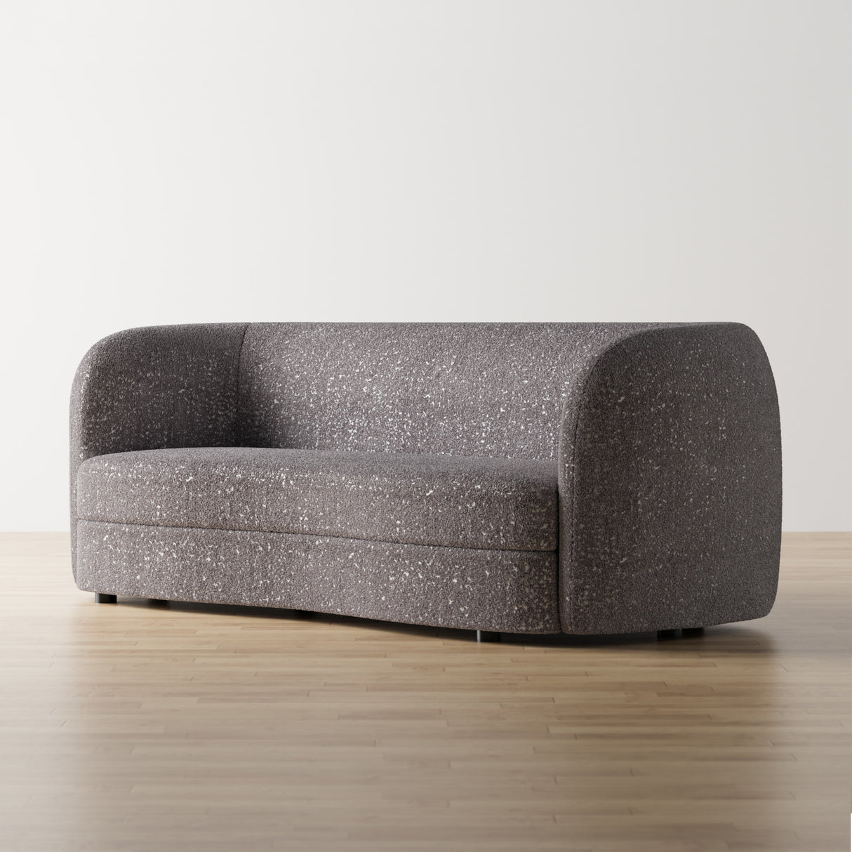 Furniture of America Ophelia Modern Curved Arms Boucle Sofa Couch with Kidney Style Seat and Round Wooden Legs