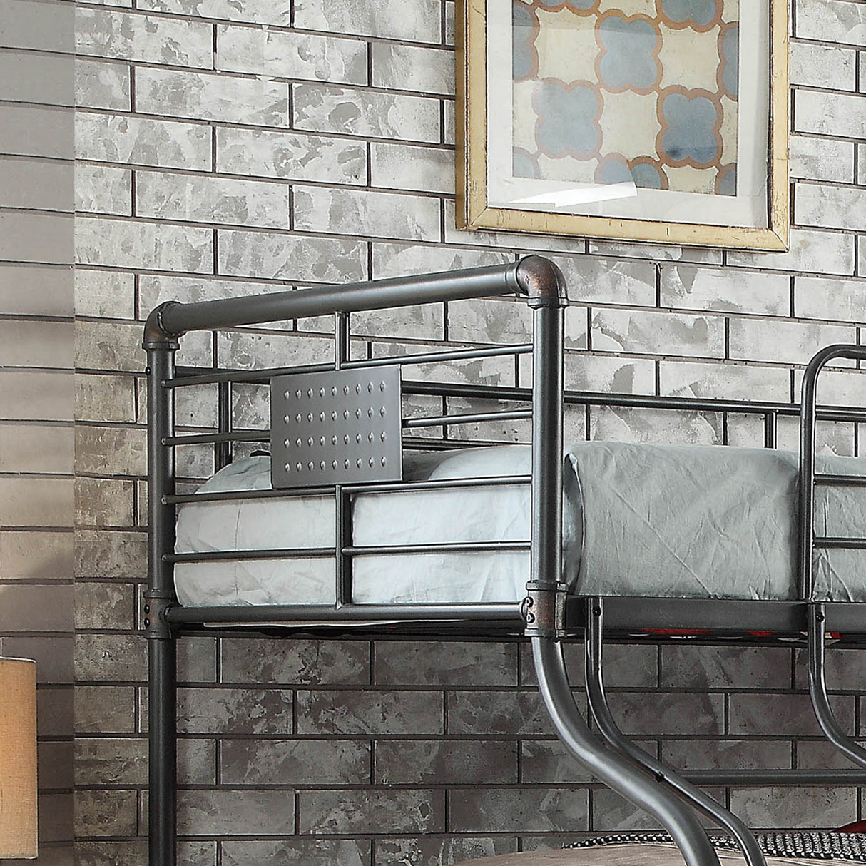 Syd Industrial Black Metal Triple Decker Bunk Bed by Furniture of America