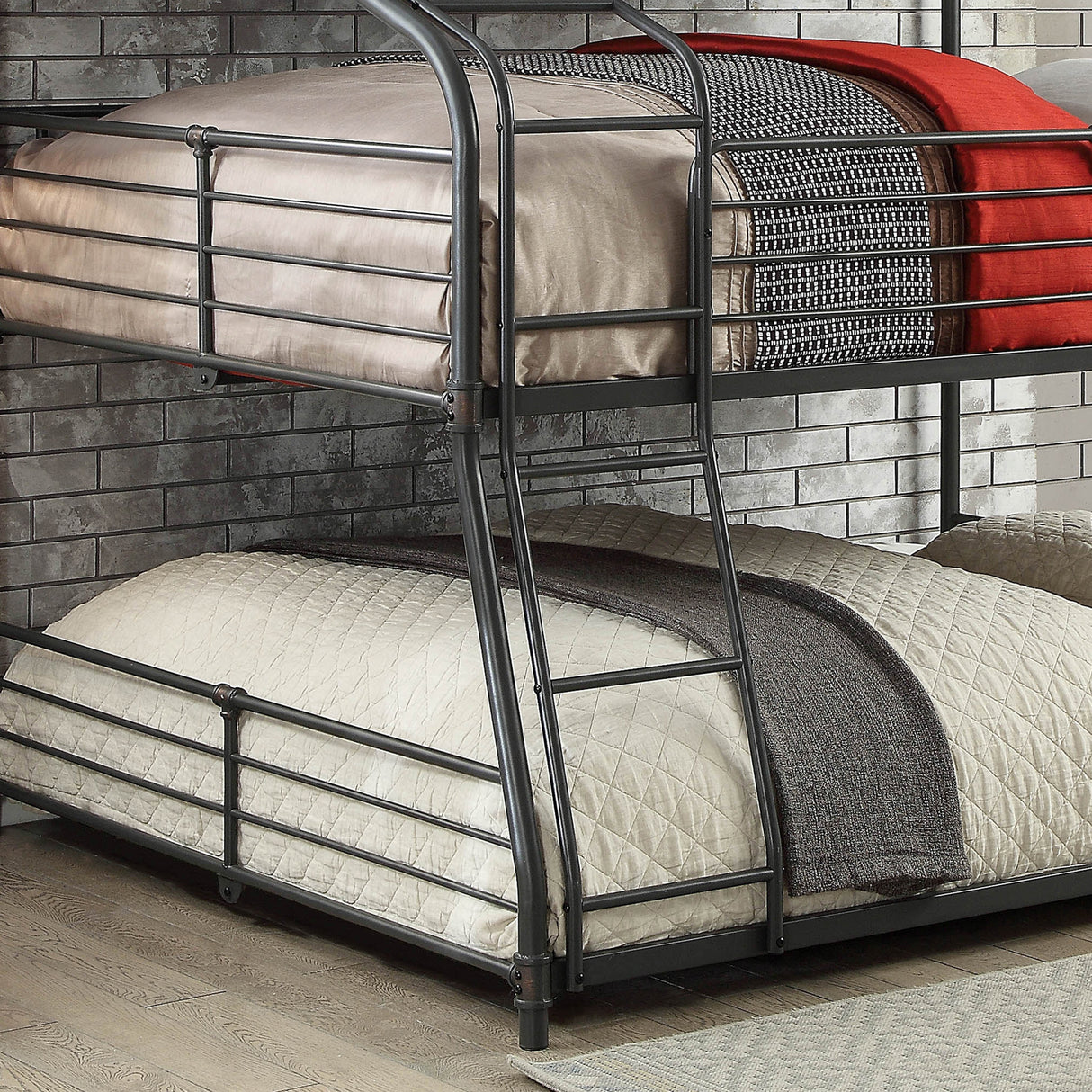 Syd Industrial Black Metal Triple Decker Bunk Bed by Furniture of America