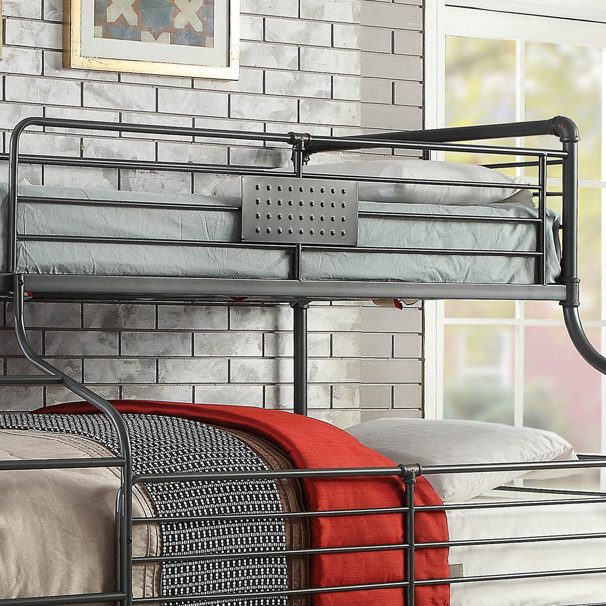 Syd Industrial Black Metal Triple Decker Bunk Bed by Furniture of America