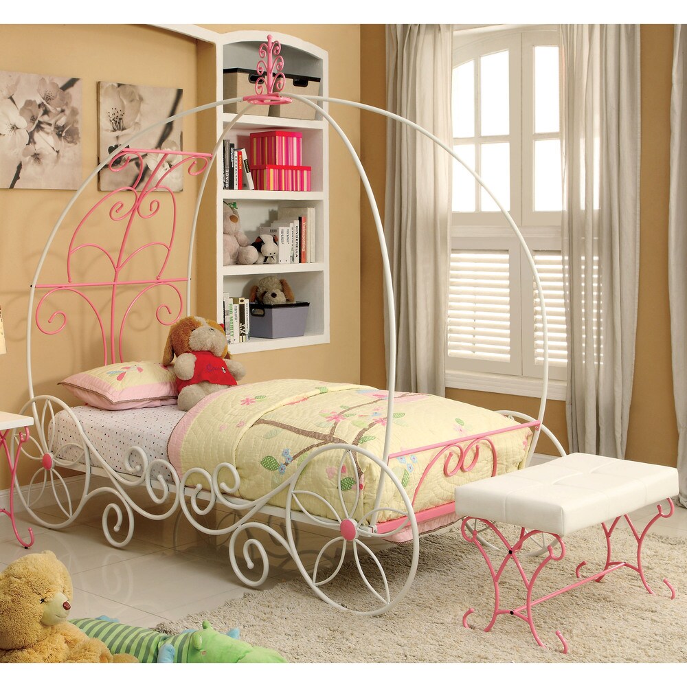 Furniture of America Gess Transitional White 2-piece Bed and Bench Set