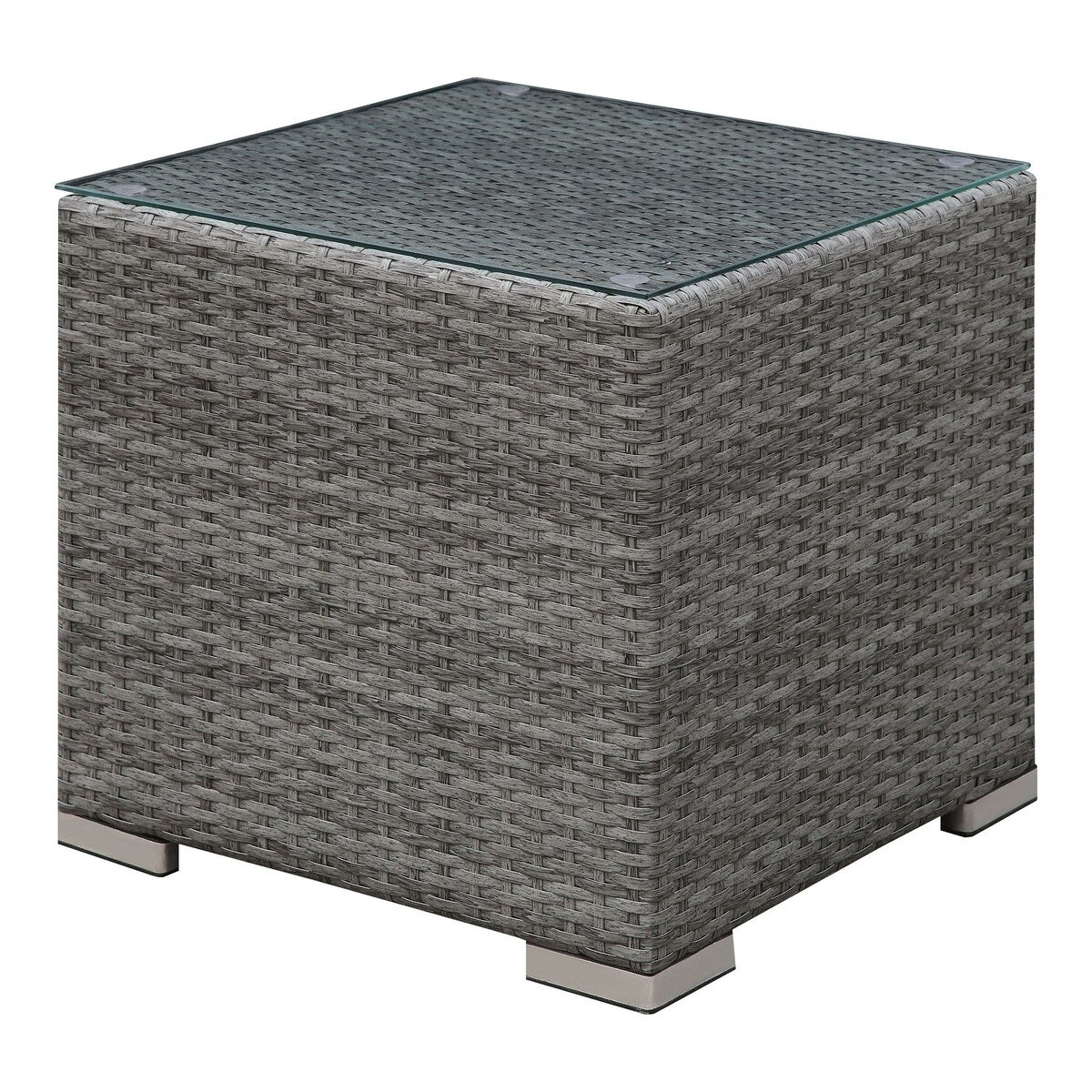 Pyle Contemporary Grey 20-inch Wicker Patio End Table by Furniture of America