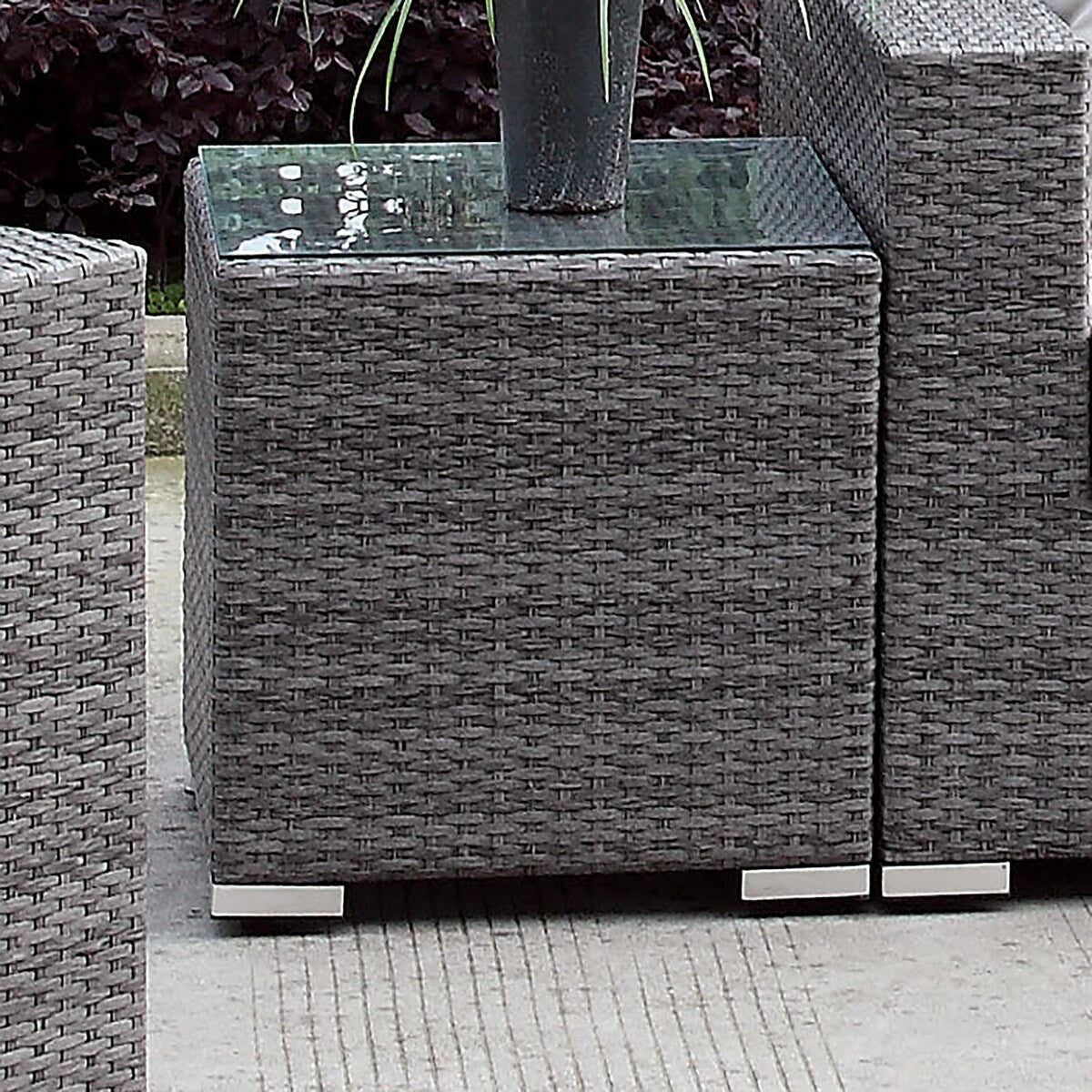 Pyle Contemporary Grey 20-inch Wicker Patio End Table by Furniture of America