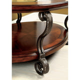 Raiz Traditional Cherry 48-inch Wood 1-Shelf Oval Coffee Table by Furniture of America