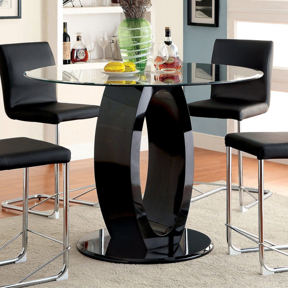 Furniture of America Raji 48-inch High-gloss Round Counter Height Tabl