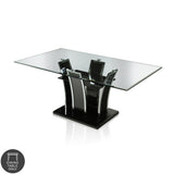 Furniture of America Resk Modern 72-inch Glass Top Wood Dining Table
