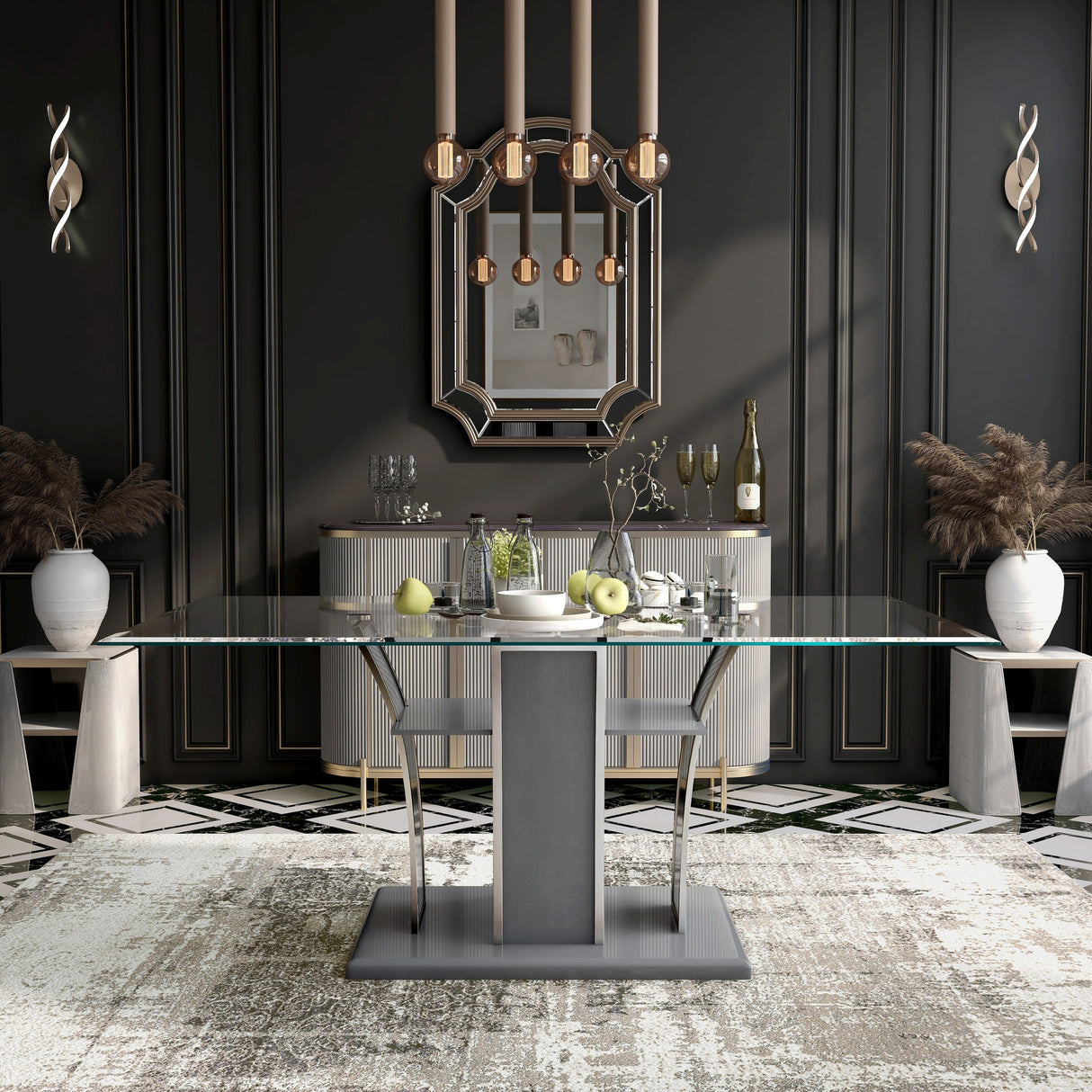 Furniture of America Resk Modern 72-inch Glass Top Wood Dining Table