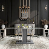Furniture of America Resk Modern 72-inch Glass Top Wood Dining Table