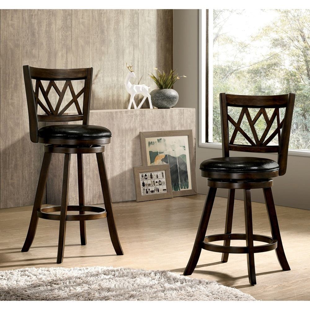 Epona Transitional Solid Wood Swivel Barstool with Padded Seat by Furniture of America
