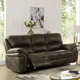 Ruddern Transitional Mocha Faux Leather Power Reclining Sofa with USB by Furniture of America