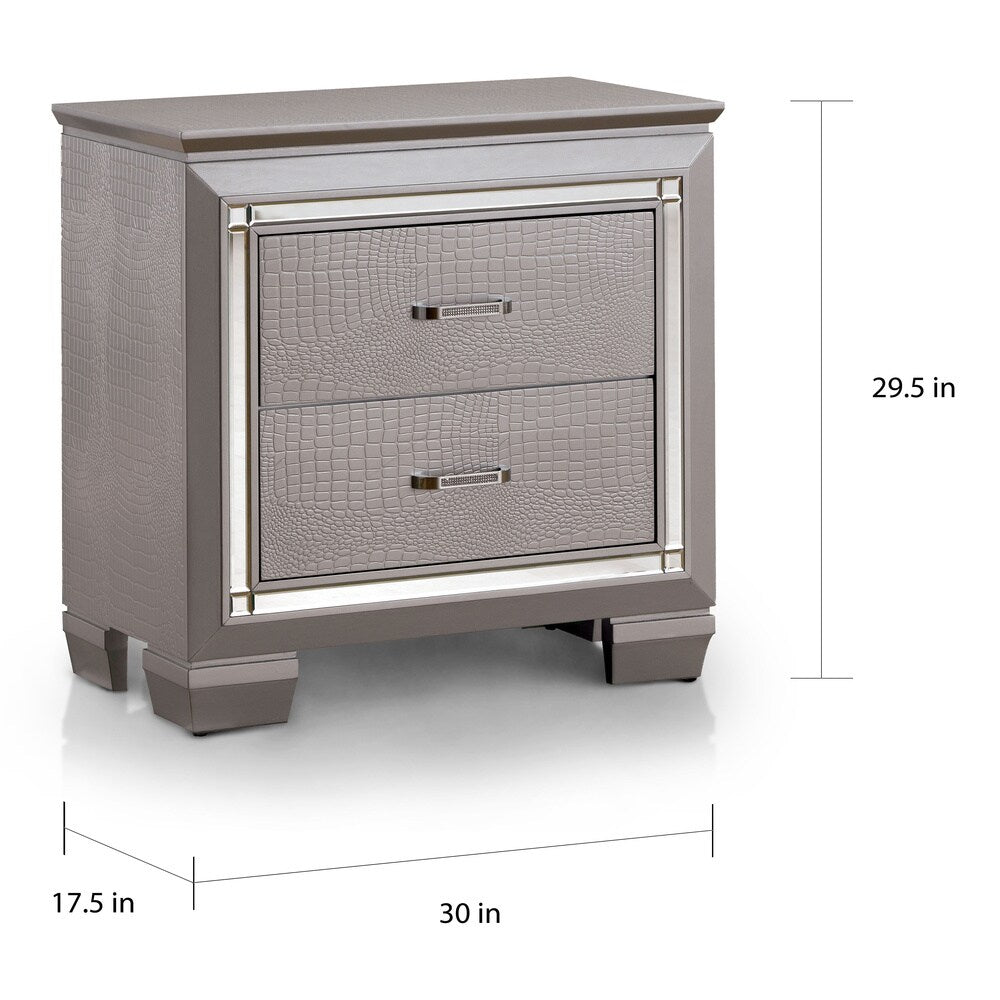 Ruff Contemporary Solid Wood 2-Drawer Nightstand by Furniture of America
