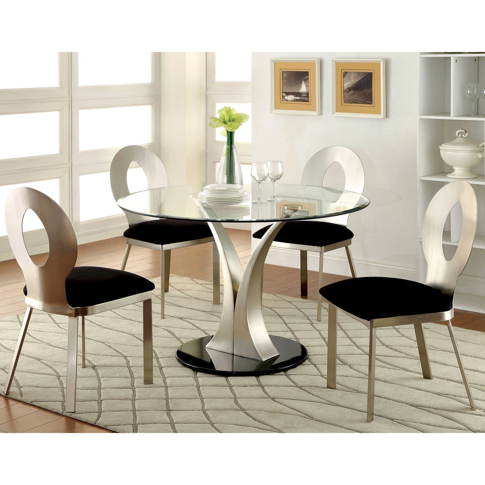 Zaia Contemporary Silver Steel 5-Piece Round Dining Set by Furniture of America