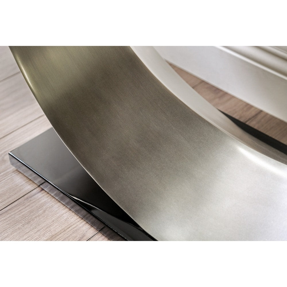 Heer Contemporary Silver 48-inch Glass Top U-shaped Coffee Table by Furniture of America
