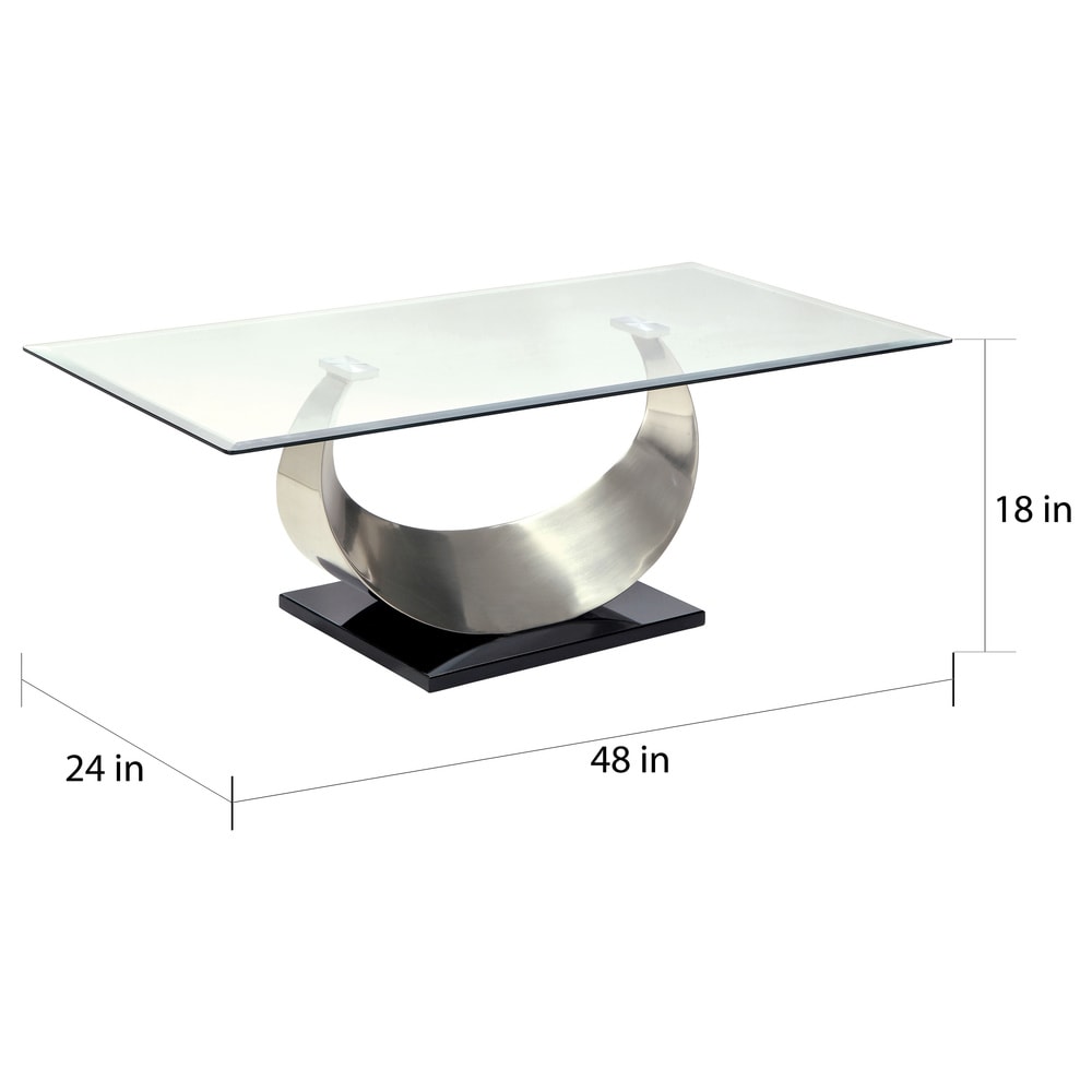 Heer Contemporary Silver 48-inch Glass Top U-shaped Coffee Table by Furniture of America