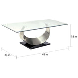 Heer Contemporary Silver 48-inch Glass Top U-shaped Coffee Table by Furniture of America