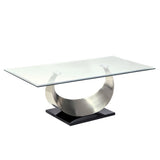 Heer Contemporary Silver 48-inch Glass Top U-shaped Coffee Table by Furniture of America
