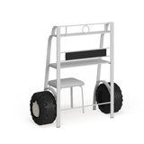 Furniture of America Siln White 2-piece Racing Writing Desk Set
