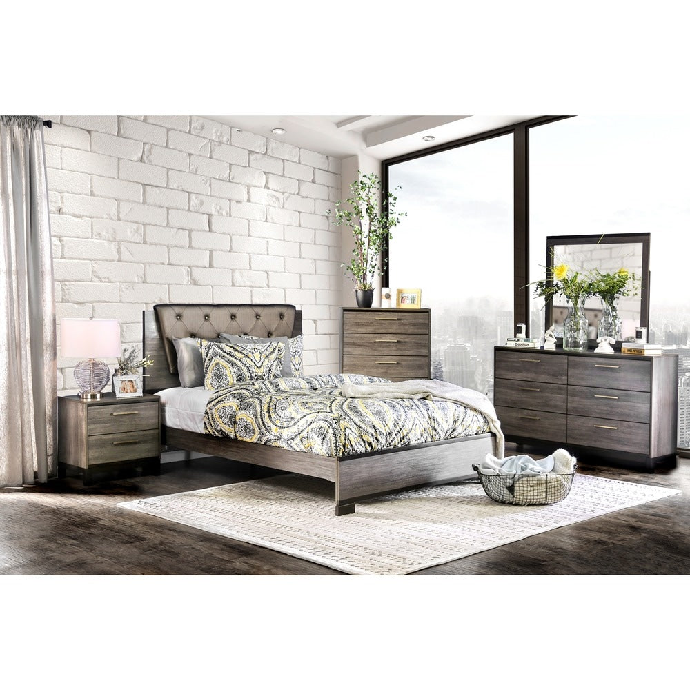 Fika Rustic Grey Wood 2-piece Dresser and Mirror Set by Furniture of America