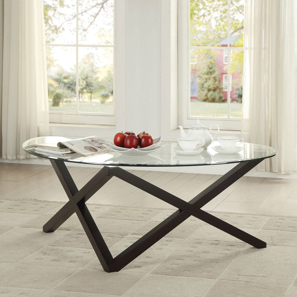 Furniture of America Sofia Contemporary Glass Top Coffee Table