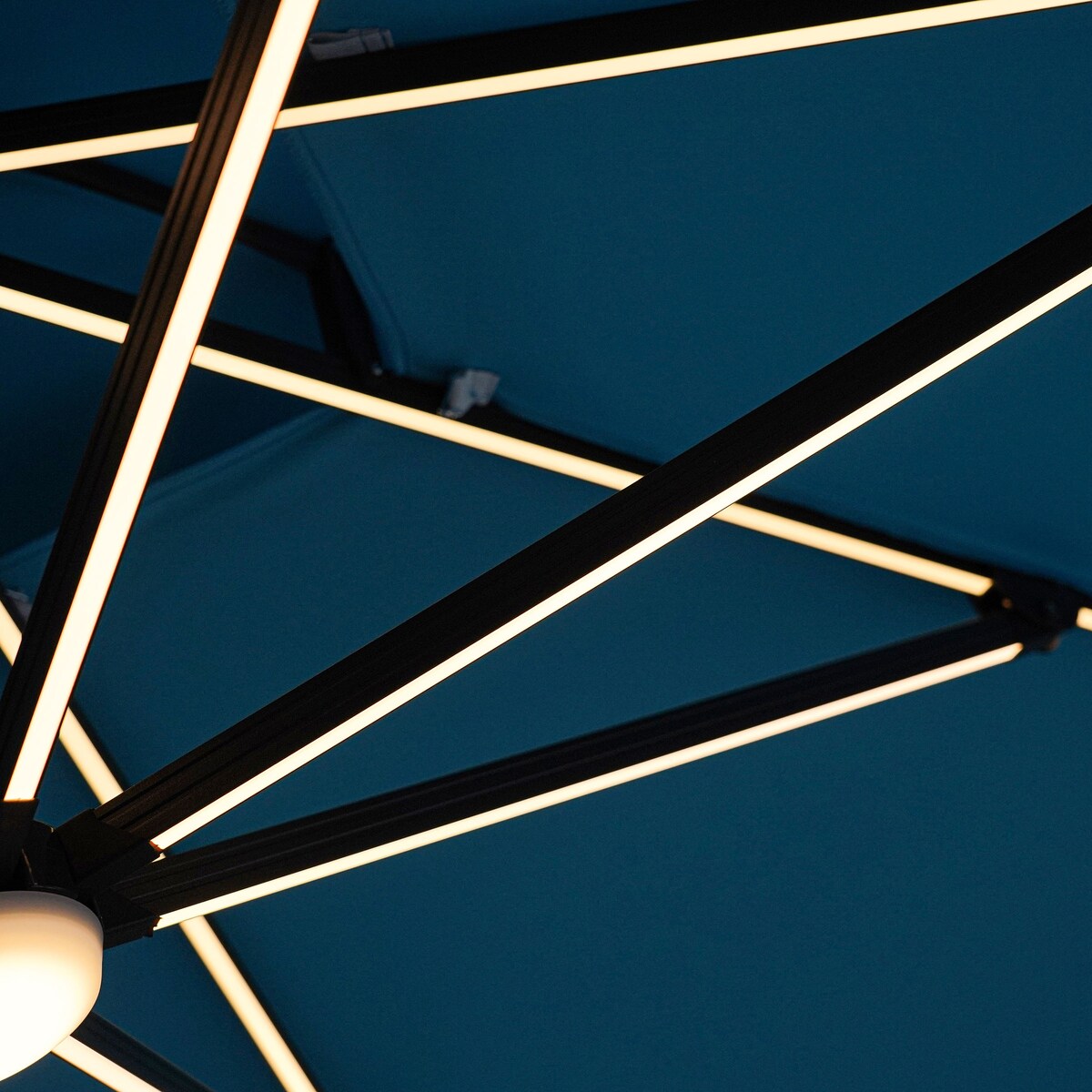 Furniture of America Spring III 10-foot LED Tube Lights Steel Cantilever Offset Tilt Roma Umbrella